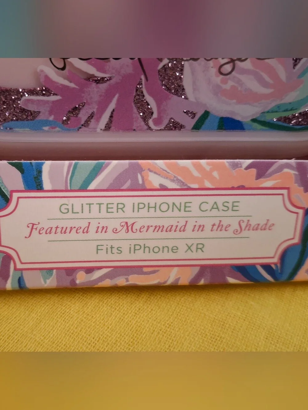 Lilly Pulitzer Pink Pastel Mermaid In The Shade Glitter iPhone XR Case